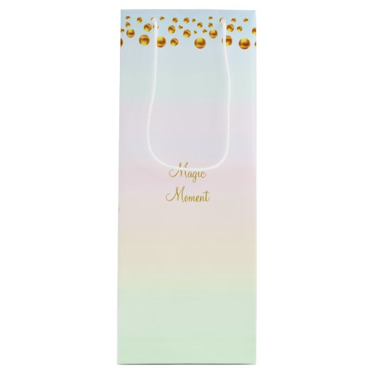 魔法モーメントと金ゴールド紙吹雪 ワインギフトバッグ (正面)