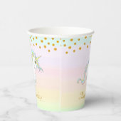 魔法ユニコーンと金ゴールド紙吹雪オンパステルカラー 紙コップ (右)