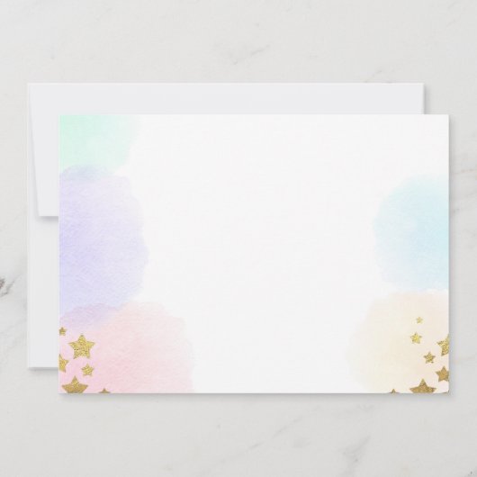 魔法ユニコーンの誕生日のサンキューカードのピンクの金ゴールド サンキューカード (裏面)