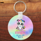 魔法ユニコーンパンダの虹の背景 キーホルダー (正面)