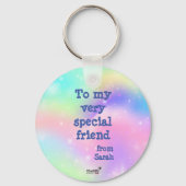 魔法ユニコーンパンダの虹の背景 キーホルダー (裏面)