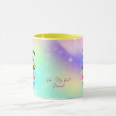 魔法ユニコーンパンダの虹の背景 マグカップ (中央)