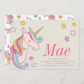 魔法ユニコーン子供の誕生日招待状招待状 招待状 (正面/裏面)