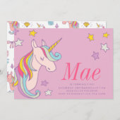 魔法ユニコーン子供の誕生日招待状招待状 招待状 (正面/裏面)