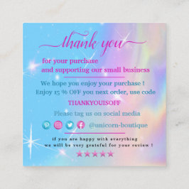 魔法ユニコーン感謝していユー スクエア名刺