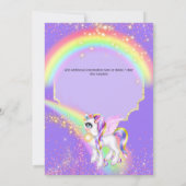 魔法ユニコーン虹の空の輝く妖精のほこり 招待状 (裏面)