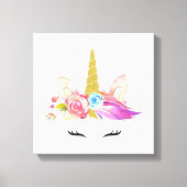 魔法ユニコーン,かわいいユニコーン,女の子子供部屋,ピンク キャンバスプリント (正面)