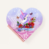 魔法ユニコーン,花と蝶カスタムハート ノートブック (正面)