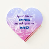 魔法ユニコーン,花と蝶カスタムハート ノートブック (裏面)