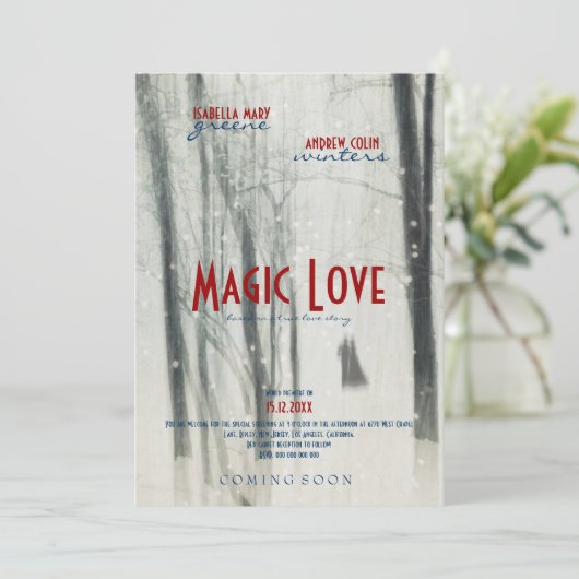 魔法ラブ結婚ズ映画ポスタースタイル招待状 招待状 (スタンド正面)