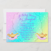 魔法ランプのカーペットのアラビアンナイトの女の子のベビーシャワー 招待状 (正面)