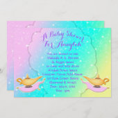 魔法ランプのカーペットのアラビアンナイトの女の子のベビーシャワー 招待状 (正面/裏面)