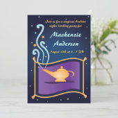 魔法ランプ&カーペ飛んでいるット誕生日招待状 招待状 (スタンド正面)