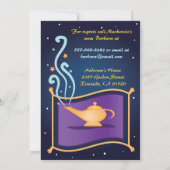 魔法ランプ&カーペ飛んでいるット誕生日招待状 招待状 (裏面)