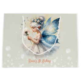 魔法リトルフェアリーシルエット子供の誕生日 ラージペーパーバッグ