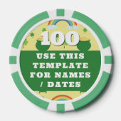 魔法レインボーラッキーシャムロックポットの金ゴールド誕生日 ポーカーチップ (正面)