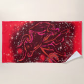 魔法レッドネオンブルランニングズアメージング星月夜 ビーチタオル (正面)