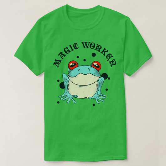 魔法ワーカーフロッグサイケデリック動物 Tシャツ (デザイン正面)
