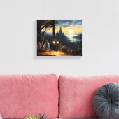 魔法ワークショップベンチファンタジーベイを見下ろす キャンバスプリント (インサイチュ (リビング))
