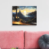 魔法ワークショップベンチファンタジーベイを見下ろす キャンバスプリント (インサイチュ (リビング))