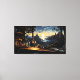 魔法ワークショップベンチファンタジーベイを見下ろす キャンバスプリント