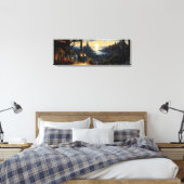 魔法ワークショップベンチファンタジーベイを見下ろす キャンバスプリント (インサイチュ (寝室))