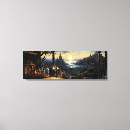 魔法ワークショップベンチファンタジーベイを見下ろす キャンバスプリント