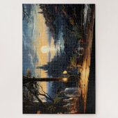 魔法ワークショップベンチファンタジーベイを見下ろす ジグソーパズル (縦)