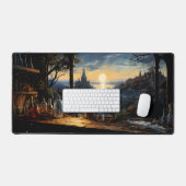 魔法ワークショップベンチファンタジーベイを見下ろす デスクマット (キーボード&マウス)