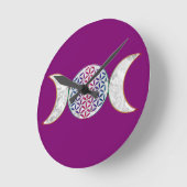 魔法三重月-生の霊花2 ラウンド壁時計 (傾斜)