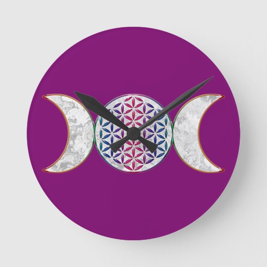 魔法三重月-生の霊花2 ラウンド壁時計 (正面)