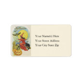 魔法使いおよびフクロウのハロウィンの飛んでいるな宛名ラベル ラベル (正面)