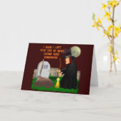 魔法使いおよびNewtのハロウィンの挨拶状 カード (黄色い花)