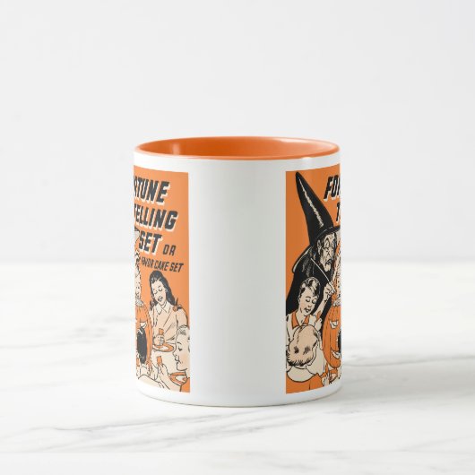 魔法使いが付いているセットを告げるヴィンテージのハロウィンの幸運 マグカップ (中央)