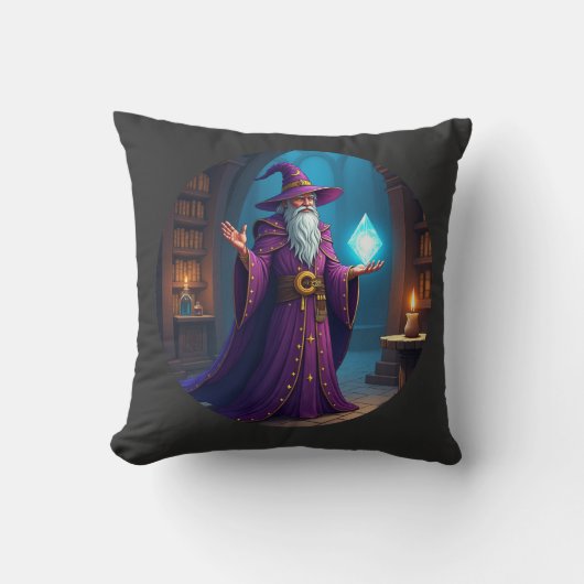 魔法使いが彼の魔法結晶を見る クッション (正面)
