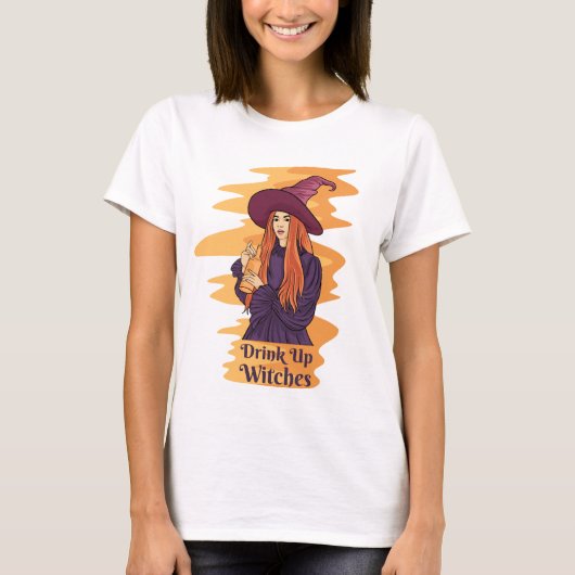 魔法使いたちよ、飲んでしまえ - ハロウィン Tシャツ (正面)