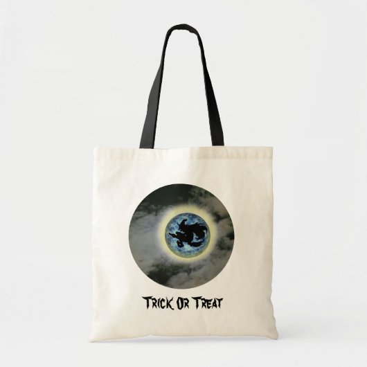 魔法使いのほうきの柄の満月のハロウィンのトートバック トートバッグ (正面)