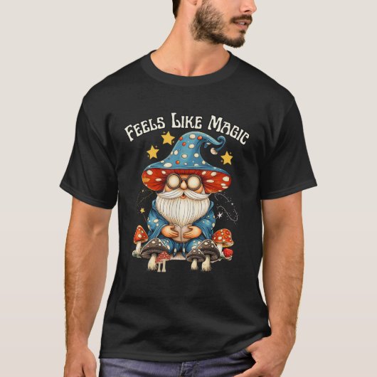 魔法使いのよう+グノーム+幻想的な+ファンタジー+ウィムジカル+魔法 Tシャツ (正面)