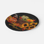 魔法使いのカボチャおよびヒマワリハロウィン ペーパープレート (アングル)