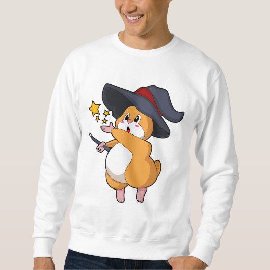 魔法使いのハムスター 魔法の杖を持って スウェットシャツ (正面)