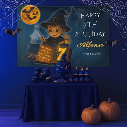 魔法使いのハロウィンお誕生日パーティーバナー 横断幕