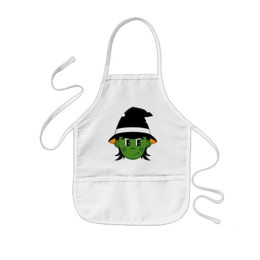 魔法使いのハロウィンのかわいいエプロン 子供用エプロン (正面)