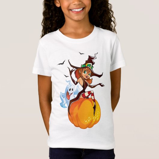 魔法使いのハロウィンのかわいいワイシャツ Tシャツ (正面)
