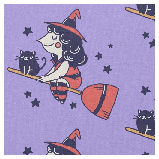 魔法使いのハロウィンのかわいい生地 ファブリック (クローズアップ)