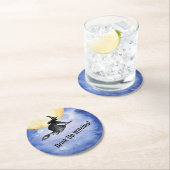 魔法使いのハロウィンのコースターの上のおもしろいな飲み物 ラウンドペーパーコースター (インサイチュ)