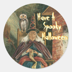 魔法使いのハロウィンの恐いステッカー ラウンドシール