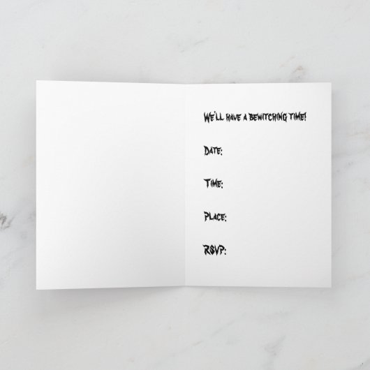 魔法使いのハロウィンの衣裳のパーティの招待状 招待状 (内部)