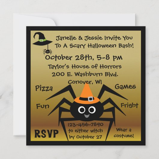 魔法使いのハロウィンの誕生会の招待 招待状 (裏面)