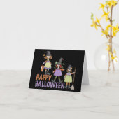 魔法使いのハロウィンの3小さいおもしろい カード (黄色い花)