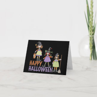 魔法使いのハロウィンの3小さいおもしろい カード